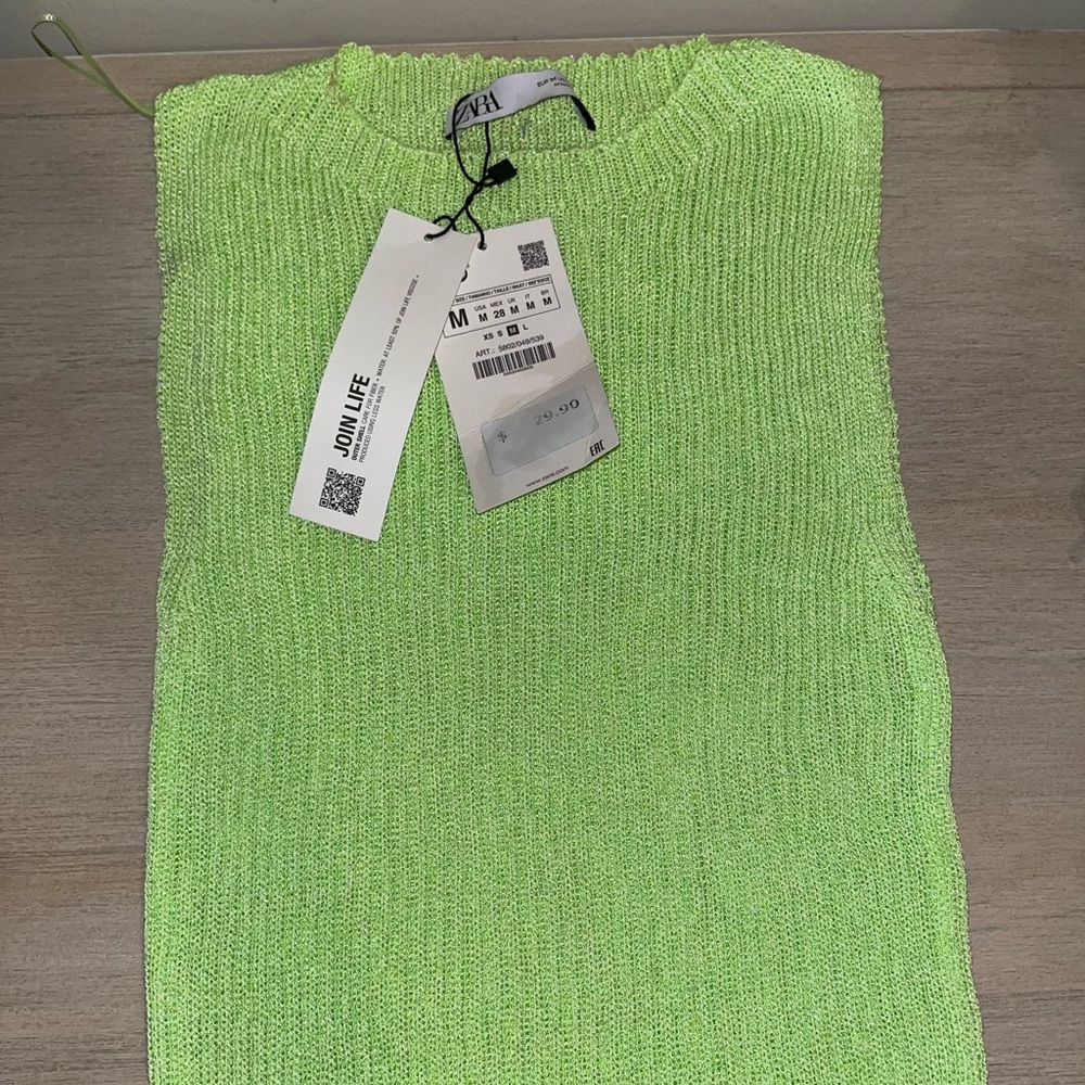 Lime Green Zara Knit Tank, NWT